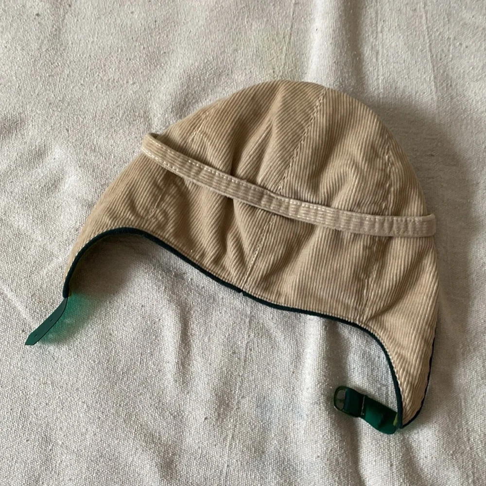 ZIGOTO CAREAU French Indie Corduroy Aviator Pilot Hat w/ Goggles Cap